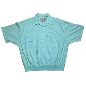 Custom Club International The Island Van Heusen Shirt Blue Collared Dolman 80s